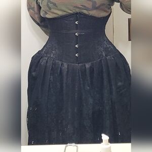 Orchard Corset Black Satin and Lace Hourglass Underbust Corset Dress